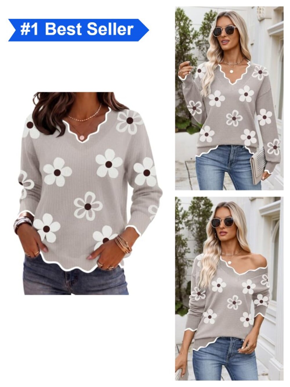 Zeagoo V Neck Sweater Long Sleeve Lightweight Knit Top Loose Fit Fall Business